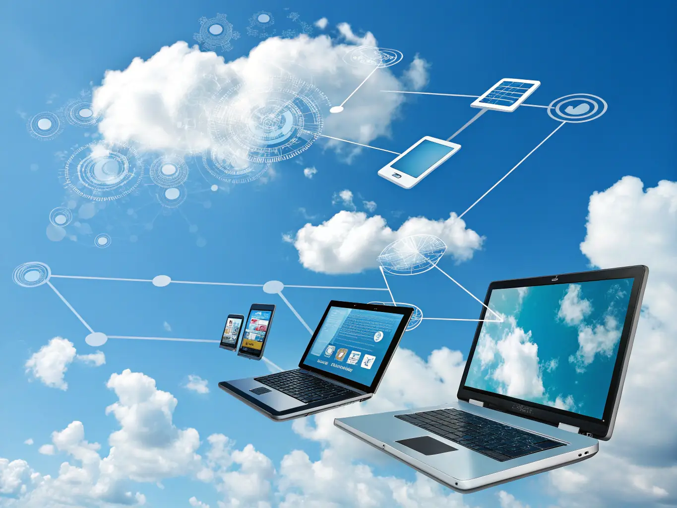 A visually appealing image showing a laptop and a mobile phone displaying a cloud storage interface, symbolizing accessibility and convenience.