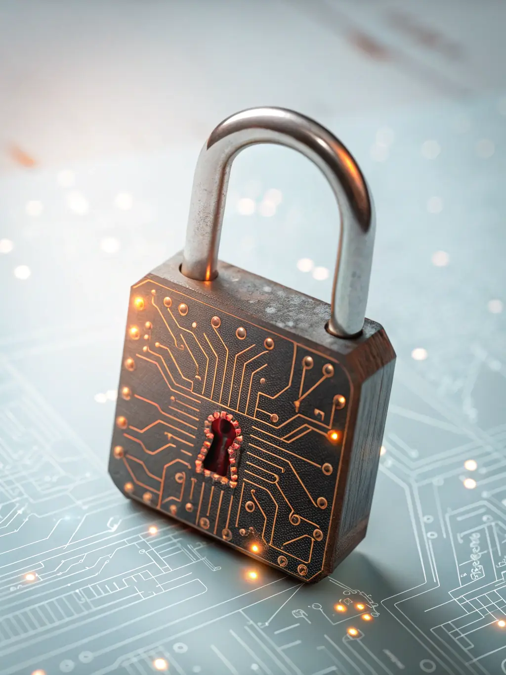 A graphic illustrating data encryption with a lock and key, symbolizing the encryption services offered by Koenraad.net to protect sensitive data.
