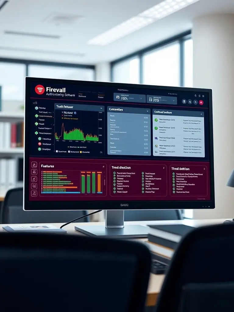 A close-up shot of a firewall interface displaying real-time threat detection and prevention logs, emphasizing the proactive security measures implemented by Koenraad.net.